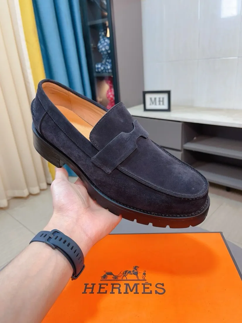 Men's shoes 💰458🌹🌹Niuli "HERMES" Hermès business leather shoes, original factory configuration, original imported frosted cowhide upper + luxury hardware logo + fully imported original customized cowhide lining, sole: rubber wear-resistant outsole, difficult craftsmanship, original factory follow-up goods, 🔍🔍high quality code number: 38-44 45 can be customized